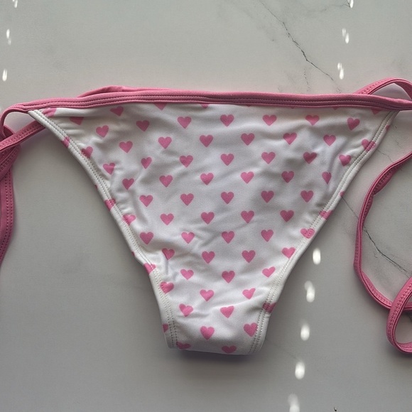Leg Avenue Hot Pink & White Heart String Bikini Set​ - Picture 5 of 7